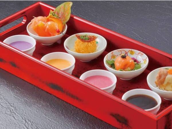 【 結 -huit- 】山形の旬の厳選食材「4種の料理」と「4種のソース」のマリアージュ※写真は一例