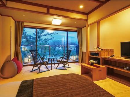 【｢峰の界｣立山連峰ビュー和ベッドタイプ/例】ツインベッドを配置。WiFi利用可能、お部屋の鍵は2本ご用意