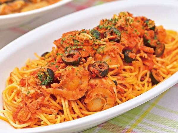 【夕食ビュッフェ】過去メニュー一例。帆立のトマトパスタ