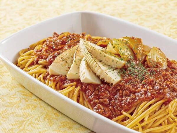 【夕食ビュッフェ】過去メニュー一例。新玉葱と筍のボロネーゼパスタ