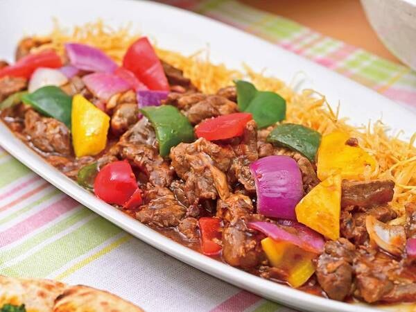 【夕食ビュッフェ】過去メニュー一例。牛スジと黒酢のとろとろ炒め