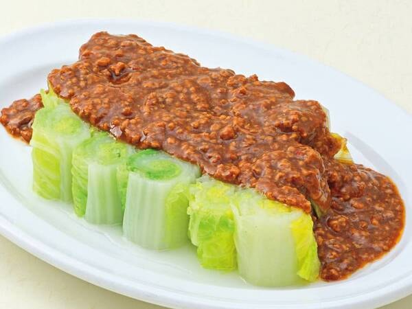 【夕食ビュッフェ】過去メニュー一例。伊達農場ラピタ―の蒸し白菜辣子ソース掛け