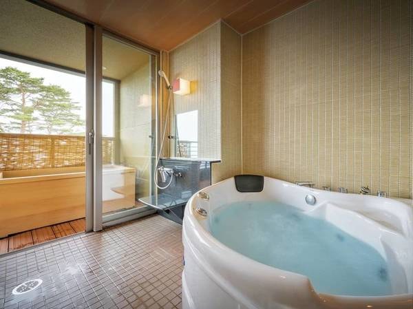 【[次郎の庵・３階]１６帖/例】客室には内風呂と露天風呂がございます。　※温泉ではございません
