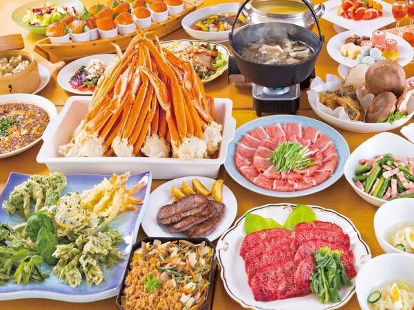 【カニ！ステーキ！初夏の味覚満載バイキング/例】美食の安比が誇る、和食、洋食、中華、デザートなどが食べ放題！