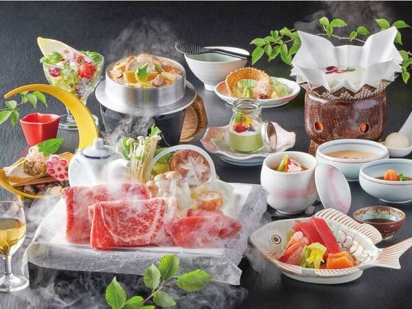 牛タンと黒毛和牛のしゃぶしゃぶ/例