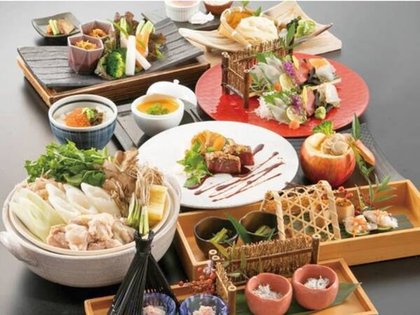 【夕食一例】横手黒毛和牛をメインに秋田・横手の旬食材を使用