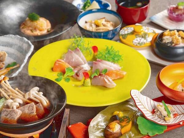 【土地の恵み会席】山海の幸満喫会席※9月～11月の一例（写真の造里は2名様盛り）