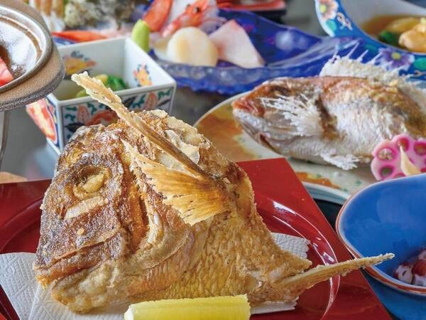 【鯛の兜揚げ付!浜焼きプラン/例】サクサクの衣とふっくらした身が絶品!