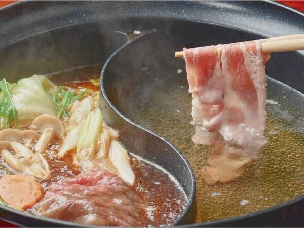 【夕食/例】県産黒毛和牛と米沢一番育ち豚のすきしゃぶ