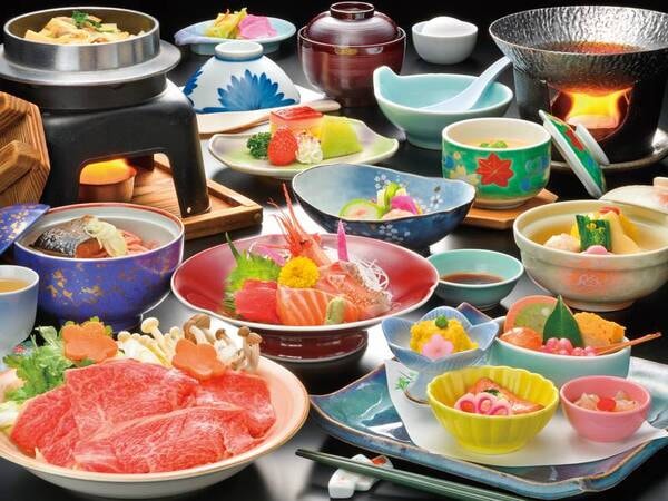 【基本プラン/例】和牛すき焼き付の旬の食材が美味しいボリューム満点の料理が自慢。