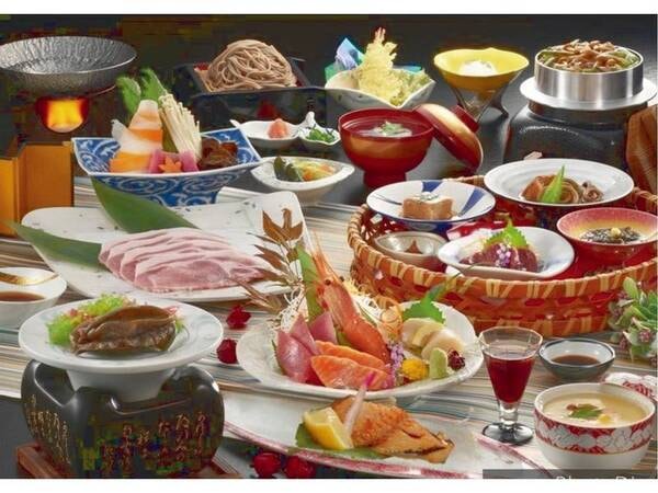 【活鮑の踊り焼き会席/例】活鮑の踊り焼き、銀鱈の照り焼き、豚しゃぶしゃぶなど産地直送ボリューム満点の豪快海の幸を満喫!