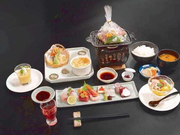 【ミニ会席グレードアップ/例】お造りはそのままで前菜と温料理の品数を減らした会席