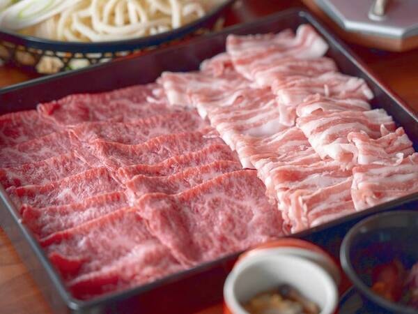 【夕食/例】山梨ブランド牛「甲州牛」と「富士桜ポーク」の贅沢しゃぶしゃぶ♪お酒・ソフドリも飲み放題