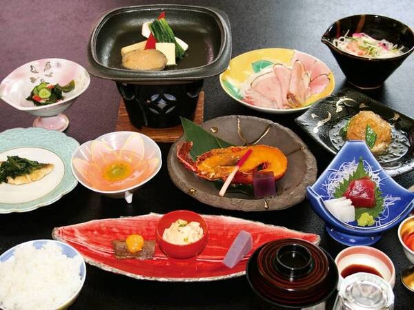 【あわび踊り焼き&伊勢海老黄金焼き付会席/例】