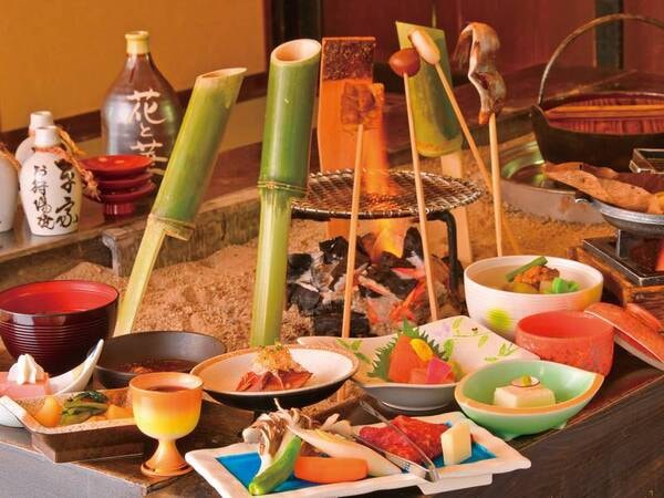 【【黒毛和牛付】平家お狩場焼き/一例】花と華おすすめの囲炉裏会席を堪能！
