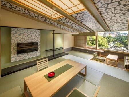 リニューアル和室 10帖 渓谷側:一例★お部屋ごとに壁紙や雰囲気が違います