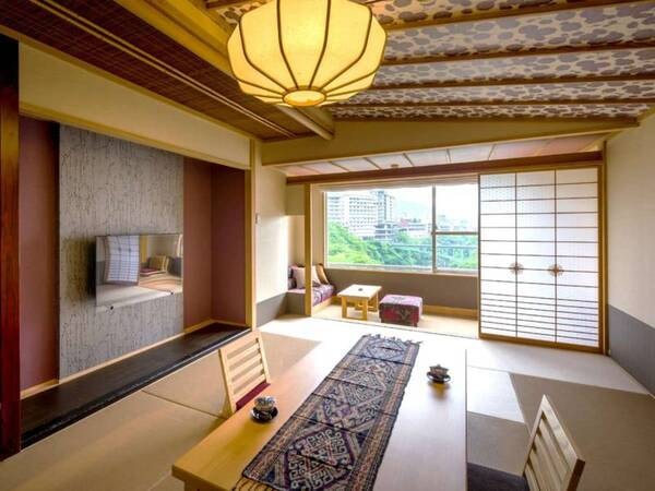 リニューアル和室 10帖 渓谷側:一例★お部屋ごとに壁紙や雰囲気が違います♪