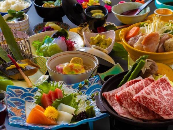 【上州牛の陶板蒸し付き和会席/例】