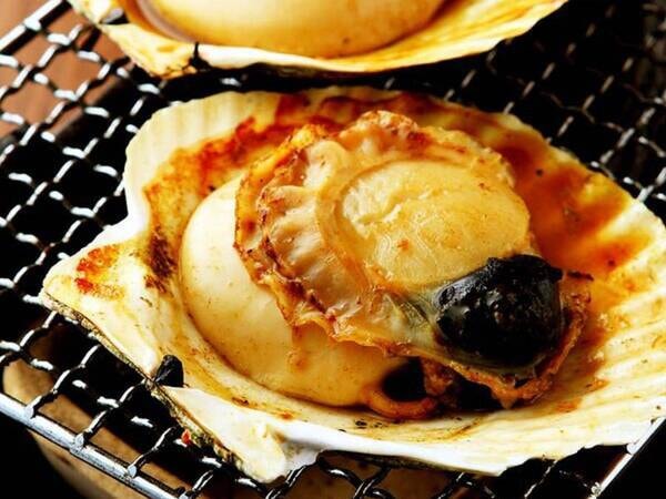 お肉と海鮮第4弾・黒毛和牛ハンバーグ/帆立の網焼き例