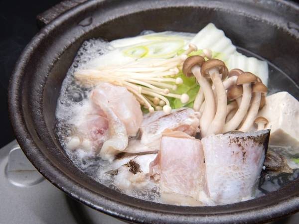 *【クエコース】天然クエをお鍋で！〆の雑炊はたまりません！（一例）