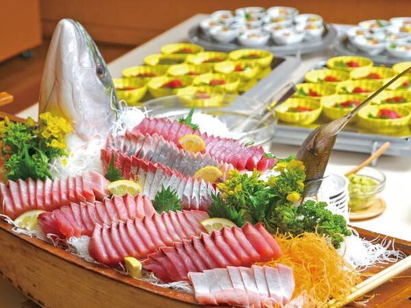 【海鮮網焼&旬彩バイキング/例】新鮮刺身やなめろうも!