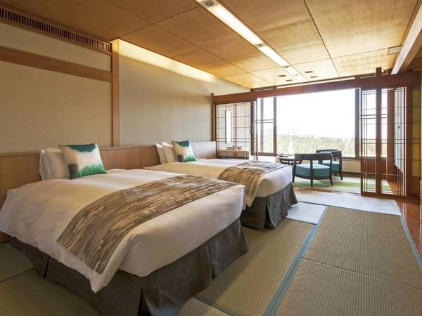 【リニューアル和室ツイン（禁煙）/例】箱根の自然を思わせる明るい雰囲気の和室ツインルーム