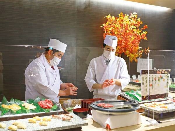 【夕食/実演料理(寿司)/例】季節ごとにネタも変化♪ぜひお楽しみください