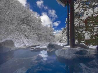 創業大正十五年 蓼科 親湯温泉／【女性専用露天風呂・天与の湯/雪景色】渓谷を一望する見晴らし