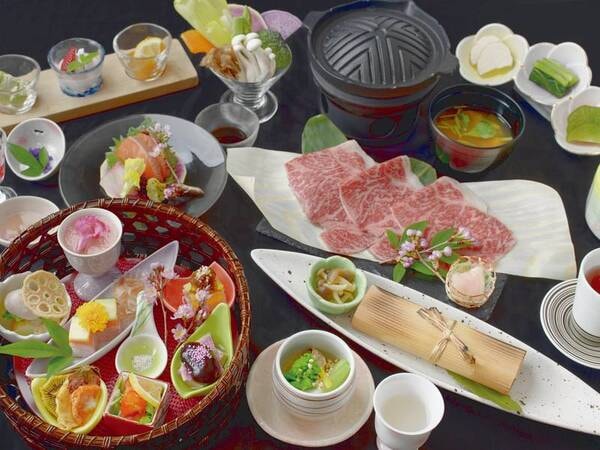 信州産牛焼きしゃぶしゃぶ付きの会席へグレードアップ!