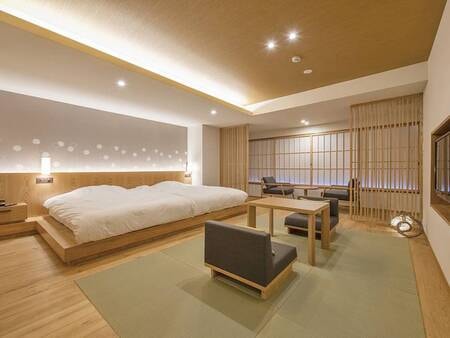新モダン和室/例 機能的でスタイリッシュなシンプルな作りのお部屋。幻想的な空間で特別な時間をお楽しみください。
