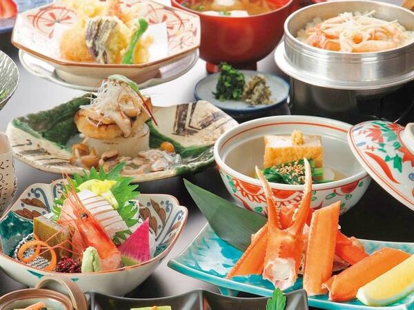 【富山の旬彩会席/例】旬の前菜、お造り3種など季節の旬の食材を月替わり会席でご用意