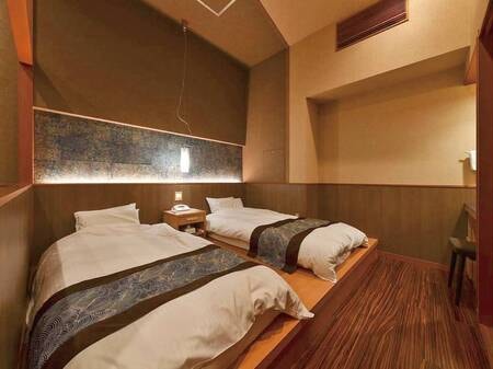 【美悠】温泉露天風呂付和洋室［坪庭側］・ベッドルーム/例