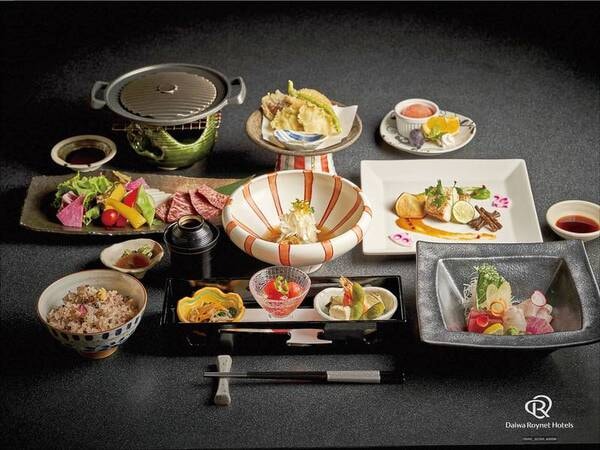 【朱雀コース/例】特選黒毛和牛鉄板焼きなどをご用意
