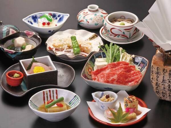 【飛騨牛しゃぶしゃぶ付き！城山会席/例】お肉は少しでいいが､｢飛騨牛｣を食べたい方に！飛騨牛しゃぶしゃぶのついた約12品