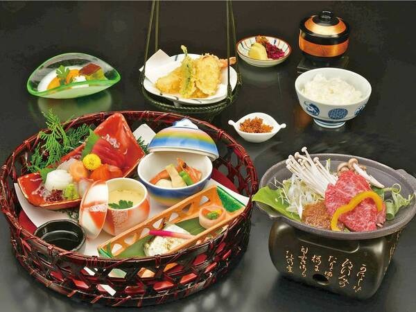 姉妹館アルメリア　飛騨牛料理が必ず１品付くお値打ち膳　揚げたての天ぷらも絶品/写真例