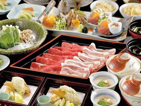 お刺身&牛豚2種しゃぶしゃぶ/2名分一例