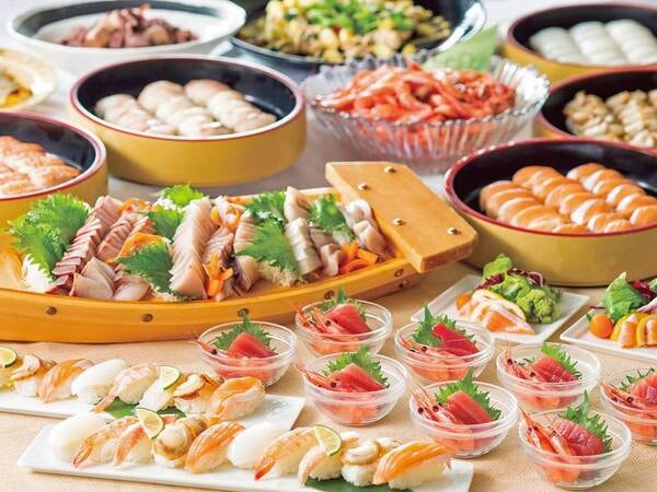 【夕食/例】お寿司にお刺身。海鮮メニューも食べ放題！