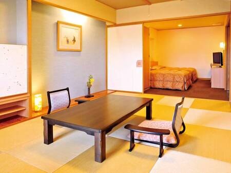 【新館和洋室※禁煙/例】和室10畳+2ベッドの広めの客室にご案内