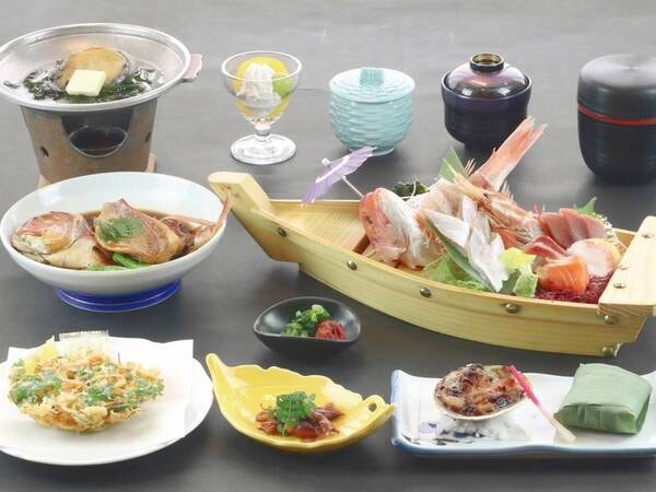 鮑付/天然地魚盛合せ会席(写真例)