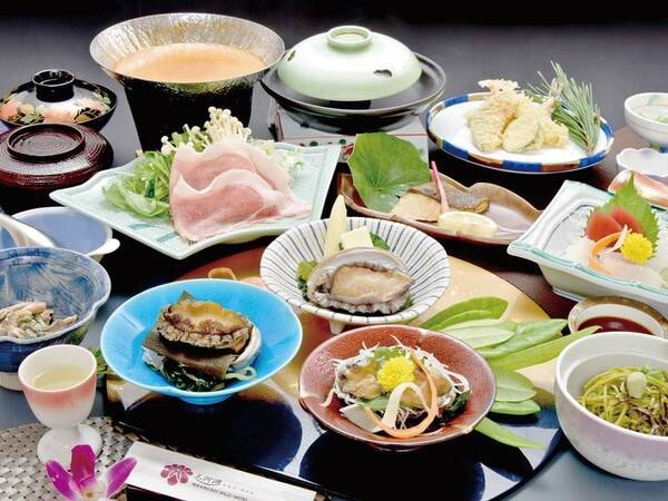 鮑三枚付き(刺身・焼き・蒸し)会席/例