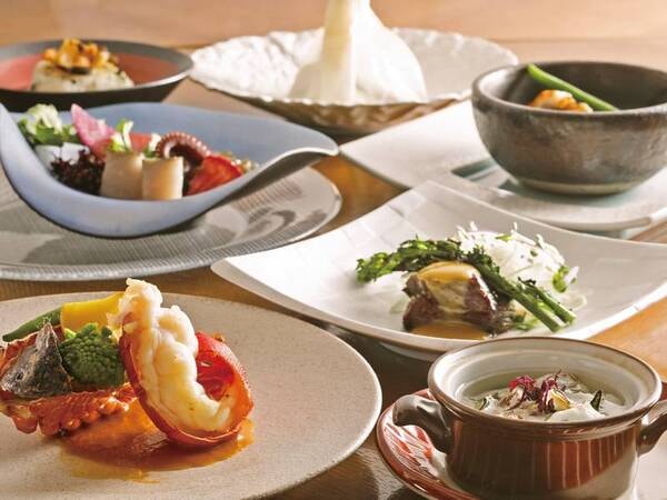 【伊勢海老‣鮑グレードアッププラン/例】◆伊勢海老のお料理◆スープ料理◆地魚のお料理◆鮑のお料理◆美熊野牛のお料理など