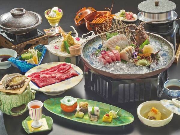 三大旬彩!伊勢海老&鮑&牛会席/例