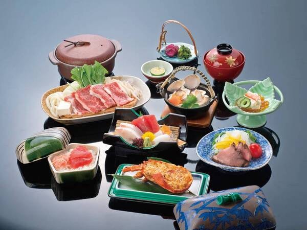 【海の幸会席/例】海老の香草焼、ローストビーフ、お造り、てこね寿司など