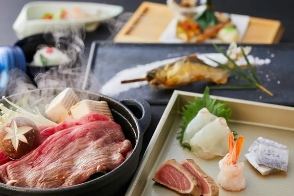 【土地の恵み会席/夏の一例】選べるメイン・近江牛すき焼き又は近江牛しゃぶしゃぶ（26年6月1日～8月31日）
