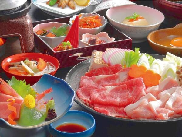 黒毛和牛＆麓山高原豚のすきしゃぶ鍋膳/例