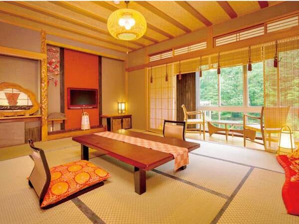 
昔懐かしい・・・土壁造りの客室。。。湯西川清流を望む・・・絶景のロケーション。。。【西館客室一例】