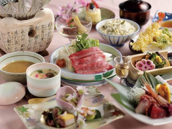 【夕食/例】A4ランクの厳選霜降り但馬牛はとろける旨さ