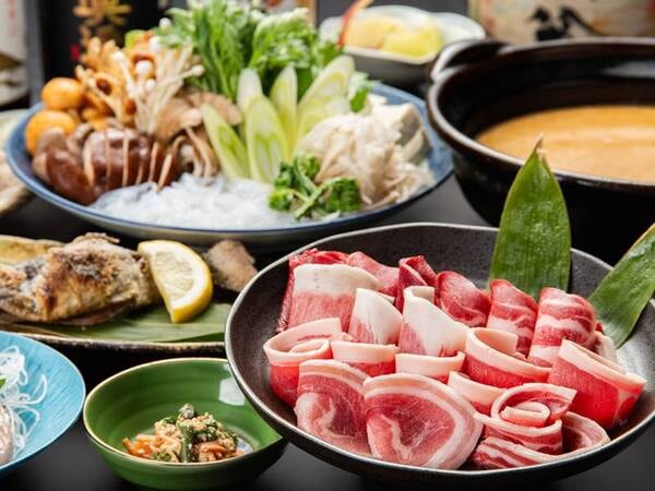 味噌仕立ての猪鍋と信州の味覚満喫プラン/夕食例