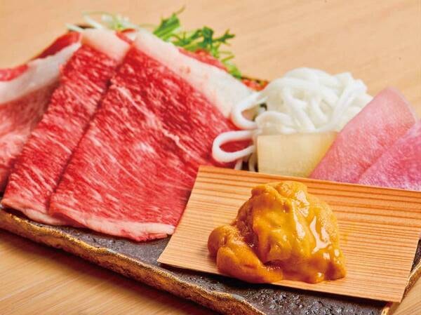 【創作和食コース/例】大和牛 雲丹出汁のしゃぶしゃぶ と季節のお料理。※雲丹出汁が苦手なお客様は昆布出汁へ変更可能です。