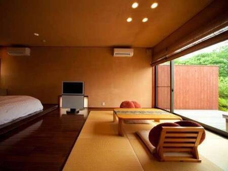 【露天・内湯付き離れ和洋室　ツインベッド/一例】落ち着いた大人モダンスタイル客室